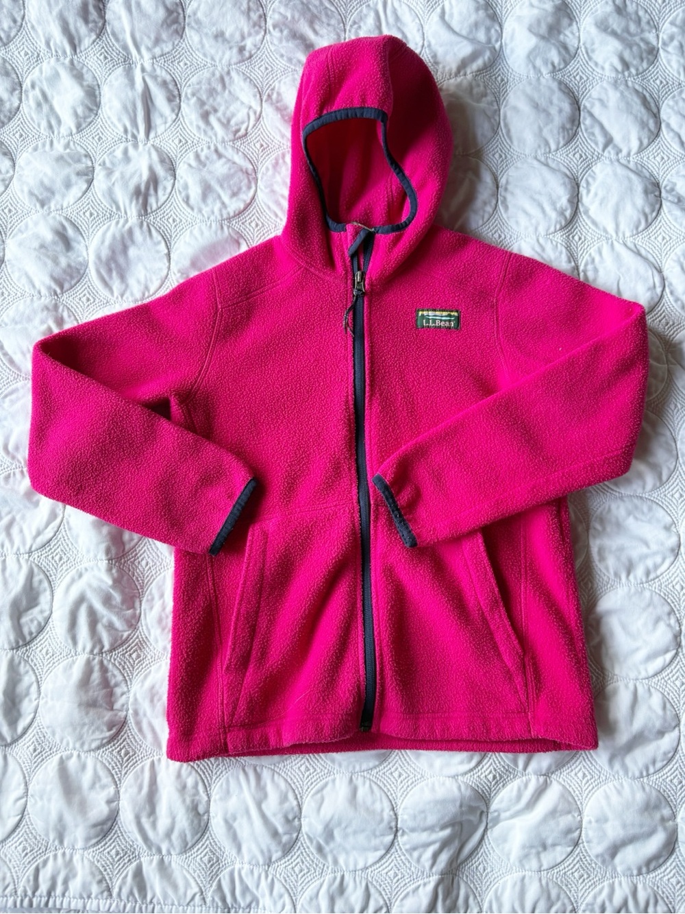 L.L. Bean Pink Kids Hooded Fleece Zip Up Jacket